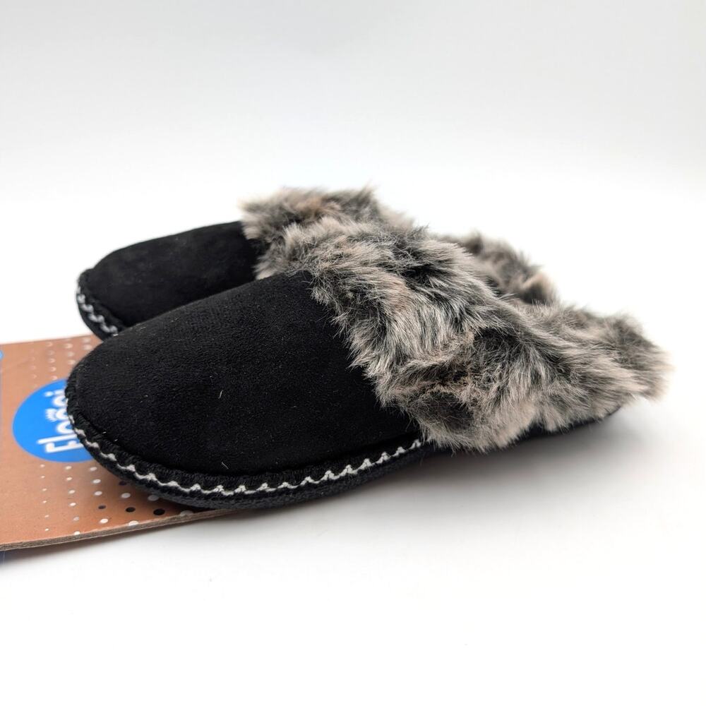 Floopi Aztec Faux Fur Lined Memory Foam Slippers Women's Black Size US5-6 EU37